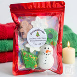 Christmas Bath Bombs: Party Favors, Bath Fizz, Snowman, Christmas Tree, Snowflake, Gingerbread, Wreath, Mini Size