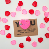 Heart Bath Bombs, Class Valentines, Classroom Valentines, Valentines kids class, school valentines, valentines for class